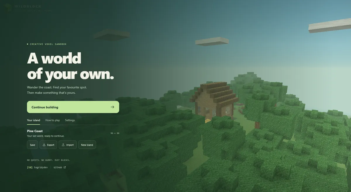 Wildblock original one shot: island menu and cabin
